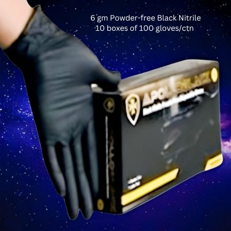 Apollo Black Nitrile Gloves 6gm