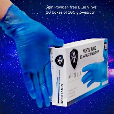 Apollo Blue Vinyl Gloves 5gm